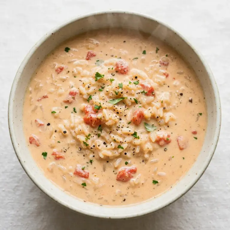 Cremige Tomaten-Reissuppe mit Restaurant-Optik