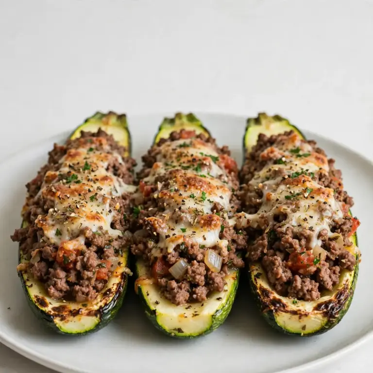 Gefüllte Zucchini-Boote mit Hackfleisch