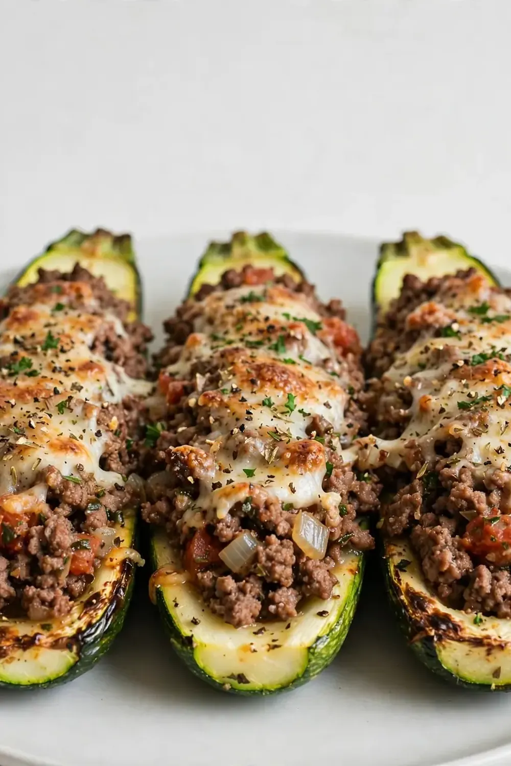Ground Beef Stuffed Zucchini Boats