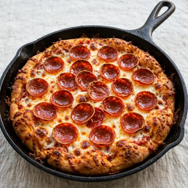 Restaurant-Qualität aus der Gusseisen-Pfannenpizza
