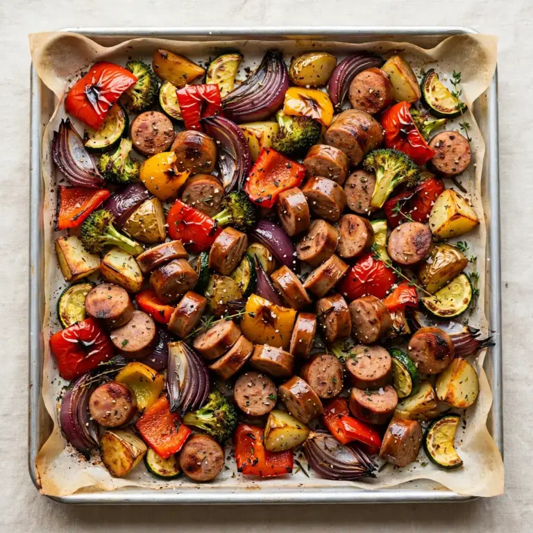 Restaurant-Qualität: Blechpfannen-Smoked Turkey Sausage mit buntem Gemüse