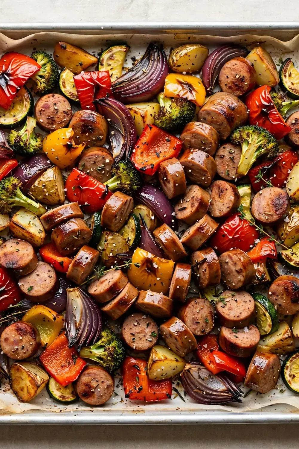 Sheet Pan Smoked Turkey Sausage and Veggies