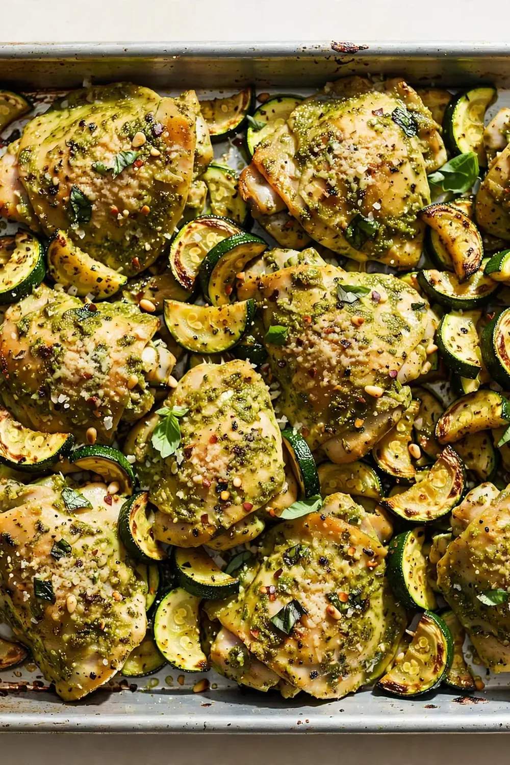 Sheet Pan Pesto Chicken and Zucchini