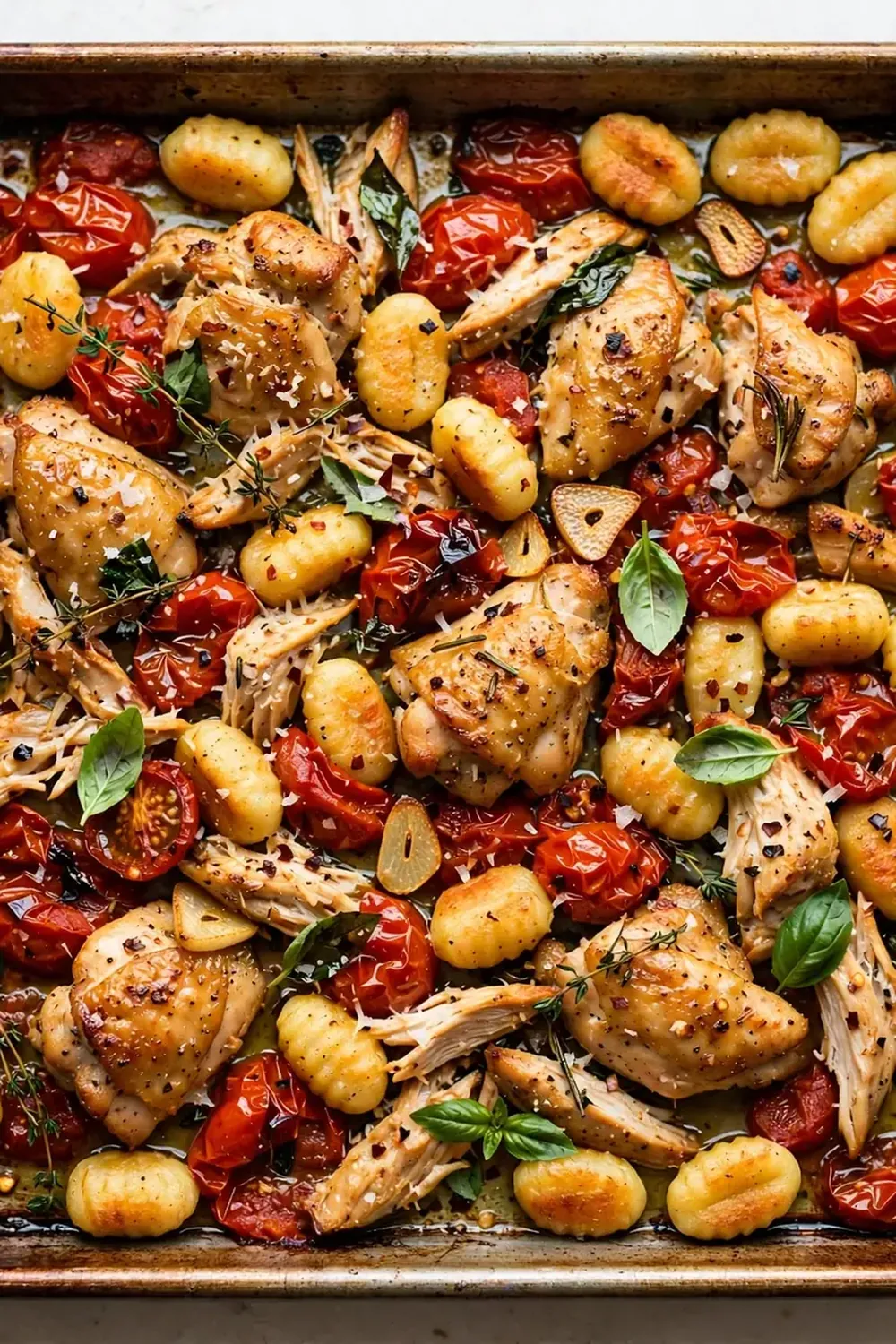 Sheet Pan Chicken Gnocchi and Tomatoes