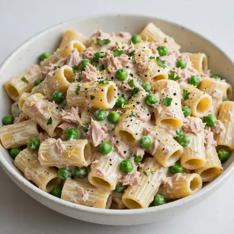Restaurant-Reifes Cremiges Thunfisch-Erbsen-Pasta