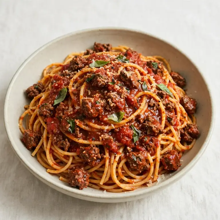 Restaurant-Würdige Selbstgemachte Spaghetti mit Beef Marinara