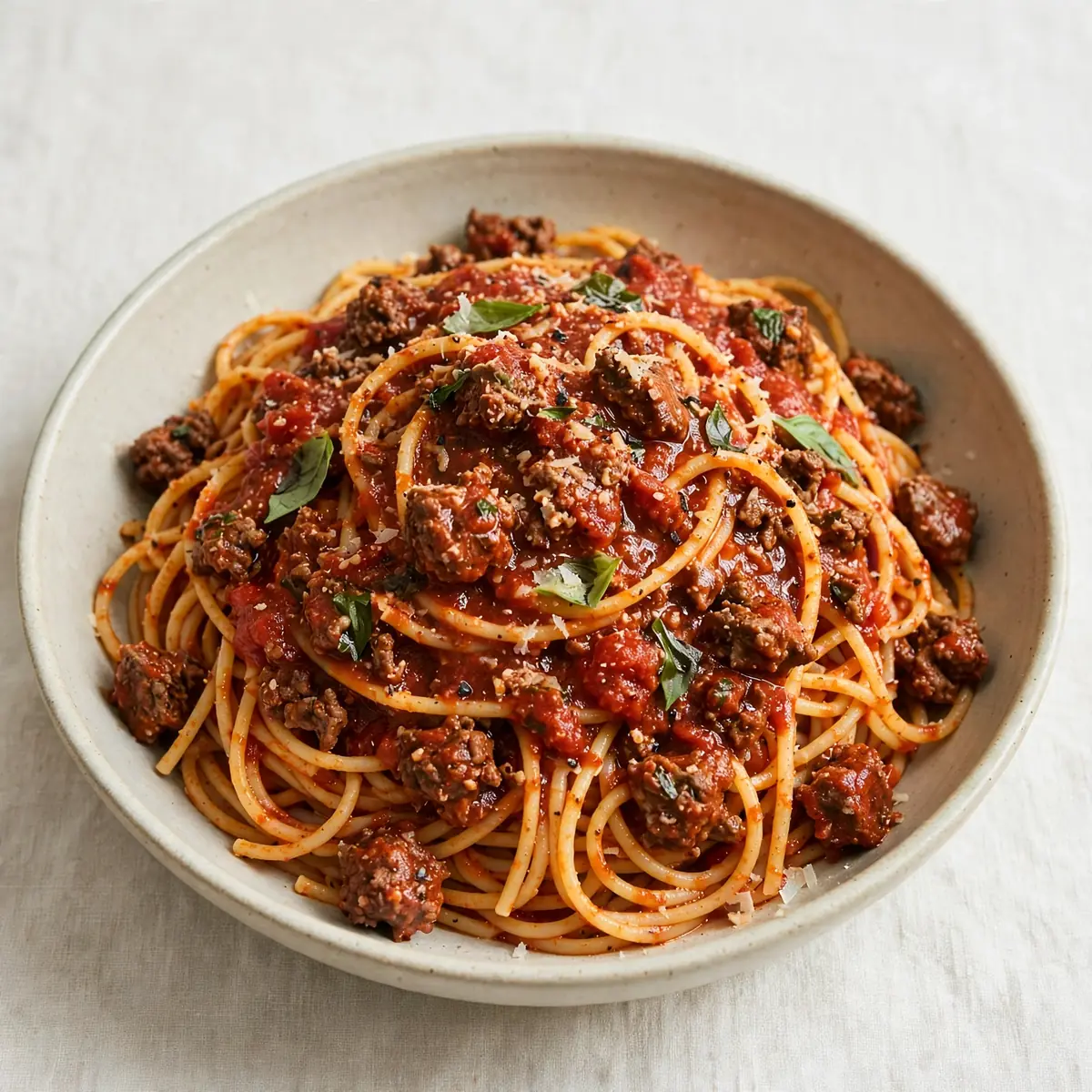 Restaurant-Würdige Selbstgemachte Spaghetti mit Beef Marinara