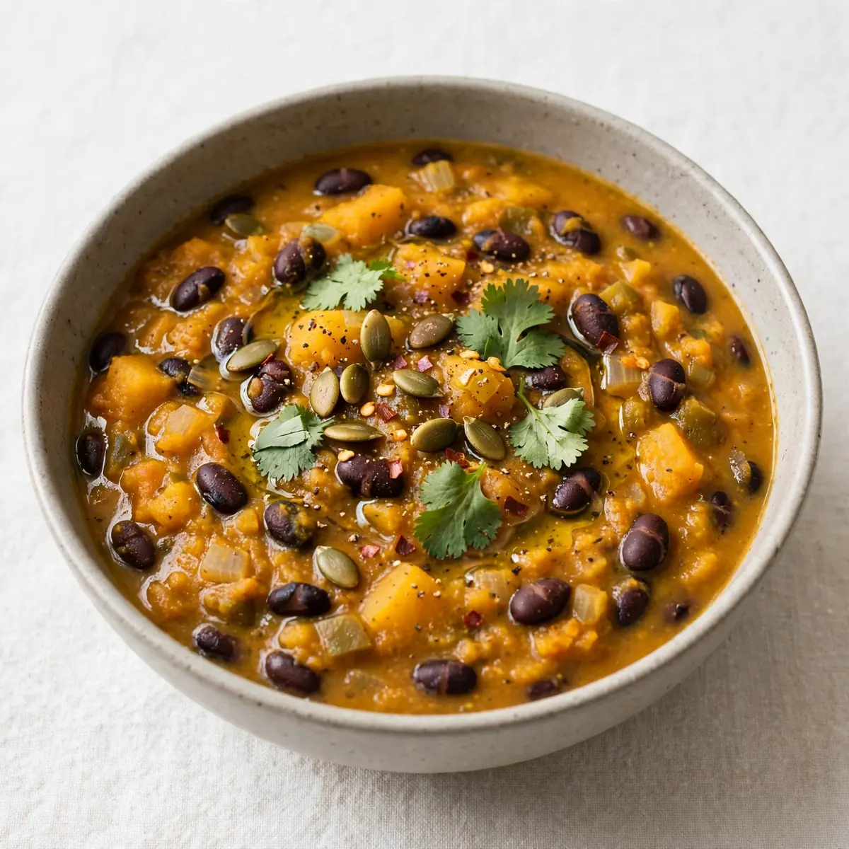 Gemütliche Kürbis-Black-Bean-Suppe Zum Wohlfühlen