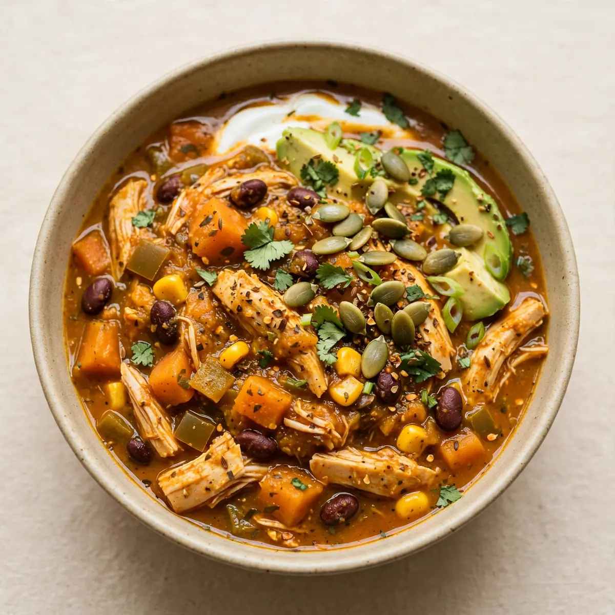Gesundes Pumpkin Chicken Chili Zum Wohlfühlen