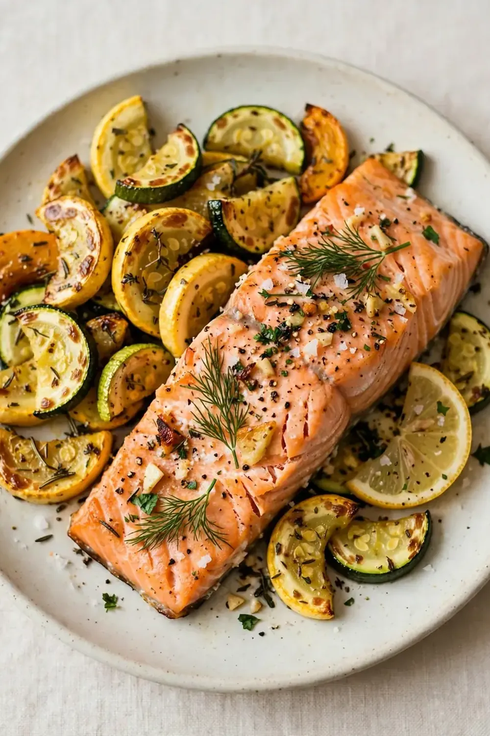 easy baked salmon with squash