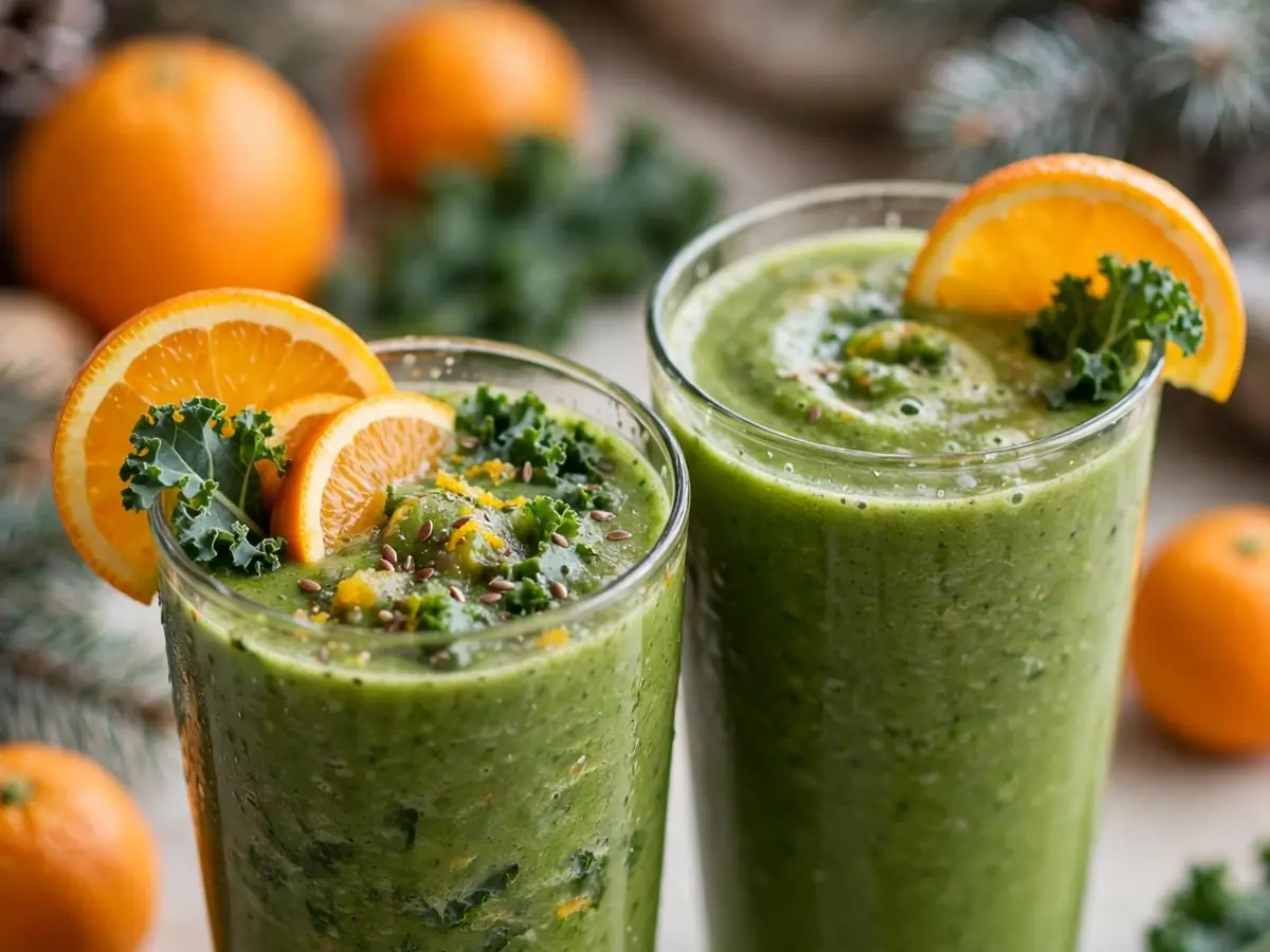 Saisonaler Winter-Smoothie mit Grünkohl und Orange